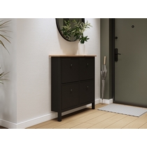 Тумба для обуви Кымор 106х101х22 (черный, светло-коричневый)