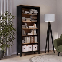 Стеллаж Кымор 90х198х37 (черный, светло-коричневый)