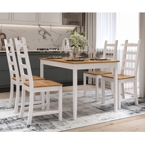 Обеденный комплект - стол Лым и 4 стула Ювсен (белый, светло-коричневый)