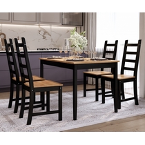 Обеденный комплект - стол Лым и 4 стула Ювсен (черный, светло-коричневый)