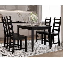 Обеденный комплект - стол Лым и 4 стула Ювсен (черный)