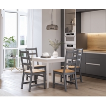 Обеденный комплект - стол Лым и 4 стула Нонбург (белый, серый, светло-коричневый)