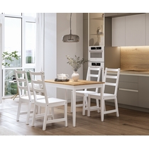 Обеденный комплект - стол Лым и 4 стула Нонбург (белый, светло-коричневый)