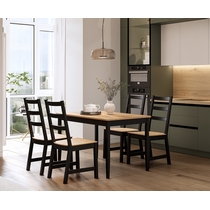 Обеденный комплект - стол Лым и 4 стула Нонбург (черный, светло-коричневый)