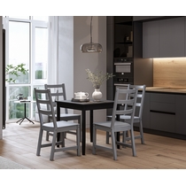 Обеденный комплект - стол Лым и 4 стула Нонбург (черный, серый)