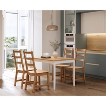 Обеденный комплект - стол Лым и 4 стула Нонбург (светло-коричневый, белый)