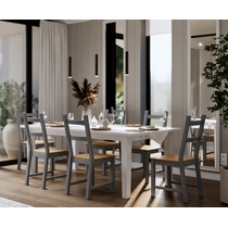 Обеденный комплект - стол Шань и 6 стульев Удора (белый, серый, светло-коричневый)