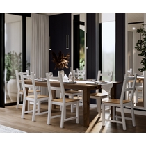 Обеденный комплект - стол Шань и 6 стульев Удора (коричневый, белый, светло-коричневый)