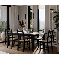 Обеденный комплект - стол Шань и 6 стульев Удора (черный, светло-коричневый)