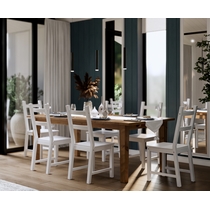 Обеденный комплект - стол Шань и 6 стульев Удора (коричневый, белый)