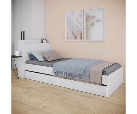 Кровать Астра с ящиками 90х200 (белый)