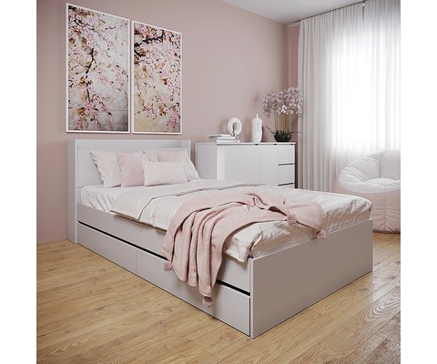 Кровать Астра с ящиками 120х200 (белый)