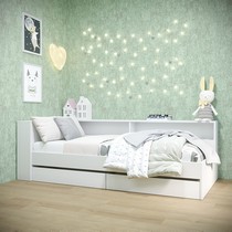 Кровать Ксения 90х200 с ящиками и прикроватным блоком (белый)