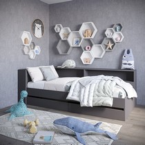 Кровать Ксения 120х200 с ящиками и прикроватным блоком (графит)