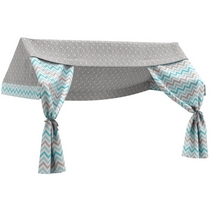 Балдахин для кровати-домика Соня (зигзаг небесный/звездопад на сером)