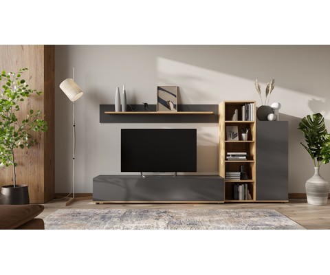 Стенка в гостиную Amazon (серый графит, дуб вотан)