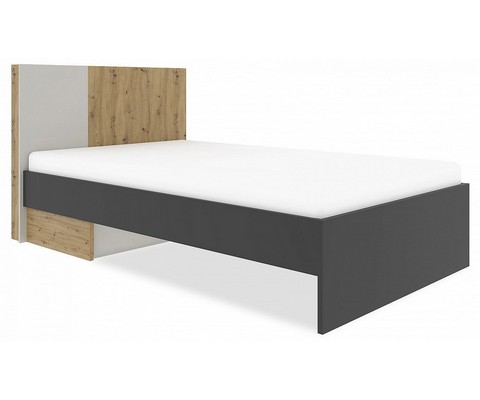 Кровать полутораспальная Kubo (дуб артизан, серый, черный)