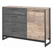 Тумба Hugo (дуб гранж, черный)