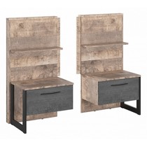 Тумбочка прикроватная Hugo (дуб гранж, черный)