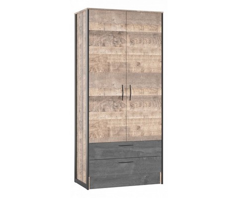 Шкаф платяной Hugo (дуб гранж, черный)