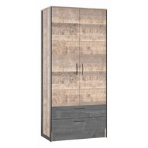 Шкаф платяной Hugo (дуб гранж, черный)