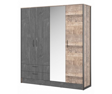 Шкаф платяной Hugo 2 (дуб гранж, черный)