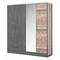 Шкаф платяной Hugo 2 (дуб гранж, черный)