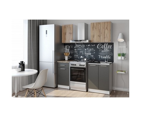 Гарнитур кухонный Ника (белый/графит, дуб вотан)