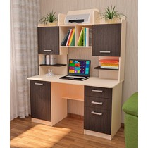 Стол компьютерный с надстройкой и ящиками СК-9 (дуб молочный/дуб венге)