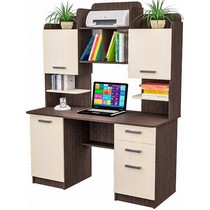 Стол компьютерный с надстройкой и ящиками СК-9 (дуб венге/дуб молочный)