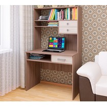 Стол компьютерный прямой с надстройкой СК-41 (ясень шимо темный/ясень шимо светлый)