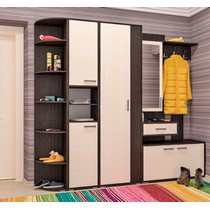 Прихожая модульная компактная Рассвет-18 (дуб венге/дуб молочный)