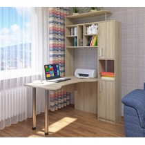 Стол компьютерный угловой с надстройкой и пеналом СК-14 (дуб сонома)