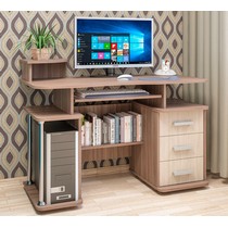 Стол компьютерный с тумбой СК-22 (ясень шимо темный/ясень шимо светлый)