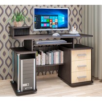 Стол компьютерный с тумбой СК-22 (дуб венге/дуб молочный)