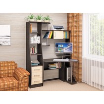 Стол компьютерный угловой с надстройкой и ящиками СК-34 (дуб венге/дуб молочный правый)