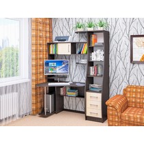 Стол компьютерный угловой с надстройкой и ящиками СК-34 (дуб венге/дуб молочный)