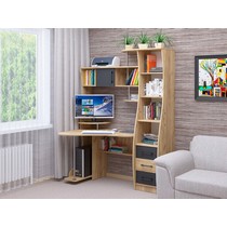 Стол компьютерный угловой с надстройкой и ящиками СК-34 (крафт золотой, антрацит)