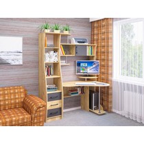 Стол компьютерный угловой с надстройкой и ящиками СК-34 (крафт золотой, антрацит) правый