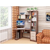 Стол компьютерный угловой с надстройкой и ящиками СК-34 (ясень шимо темный/ясень шимо светлый)