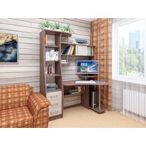 Стол компьютерный угловой с надстройкой и ящиками СК-34 (ясень шимо темный/ясень шимо светлый правый)