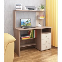 Стол компьютерный с надстройкой и ящиками СК-6 (ясень шимо темный/ясень шимо светлый)