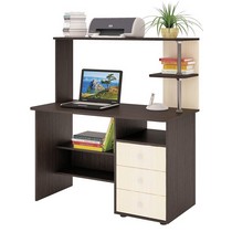 Стол компьютерный с надстройкой и ящиками СК-6 (дуб венге/дуб молочный)