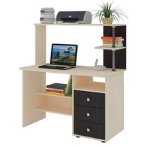 Стол компьютерный с надстройкой и ящиками СК-6 (дуб молочный/дуб венге)