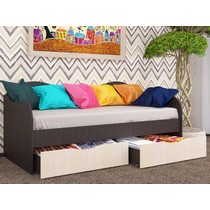 Кровать БОКС с ящиками (дуб венге/дуб молочный)