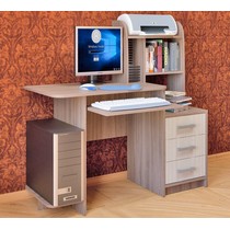 Стол компьютерный с надстройкой и ящиками СК-8 (ясень шимо темный/ясень шимо светлый)