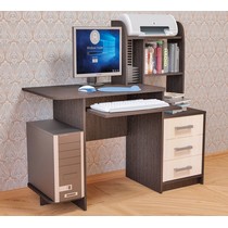 Стол компьютерный с надстройкой и ящиками СК-8 (дуб венге/дуб молочный)