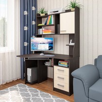 Стол компьютерный угловой с надстройкой, ящиками и замком СК-25 (дуб венге/дуб молочный)