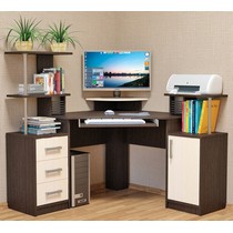 Стол компьютерный угловой с ящиками СК-26 (дуб венге/дуб молочный)