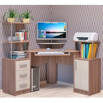 Стол компьютерный угловой с ящиками СК-26 (ясень шимо темный/ясень шимо светлый)